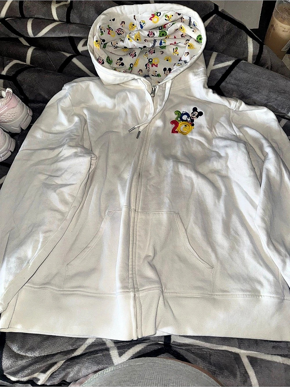 Disney Disneyland 2020 Hoodie White & Multicolor Girls 1X
